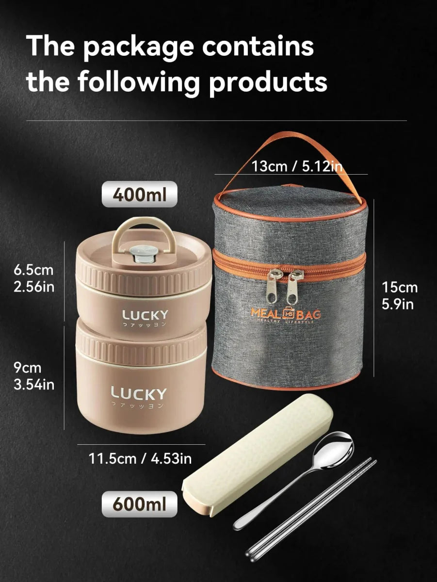 Worthbuy insulated bento lunch box by Showlu Fashion Store, stainless steel food container with microwave-safe and stackable design.