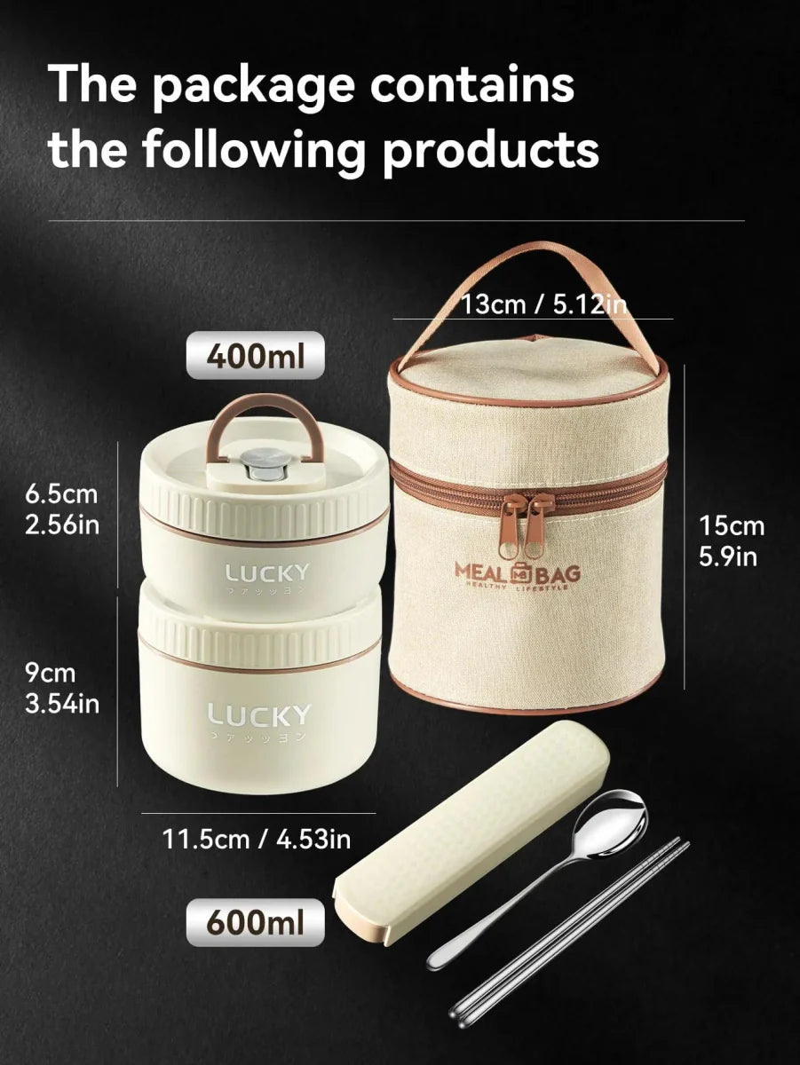 WORTHBUY Insulated Bento Lunch Box by Showlu Fashion Store, stainless steel food container with tableware, microwave-safe, portable and stackable