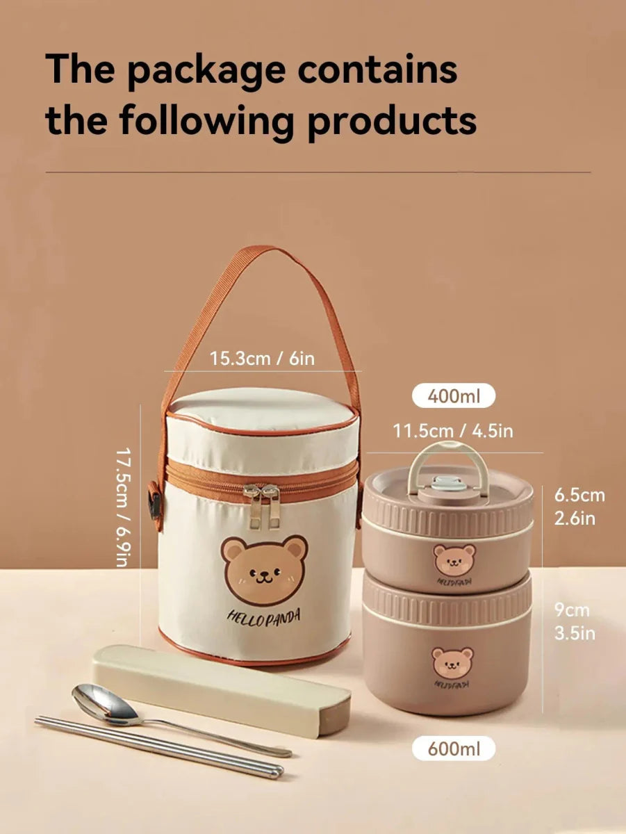 WORTHBUY insulated bento lunch box by Showlu Fashion Store, stainless steel food container with tableware, microwave-safe and stackable