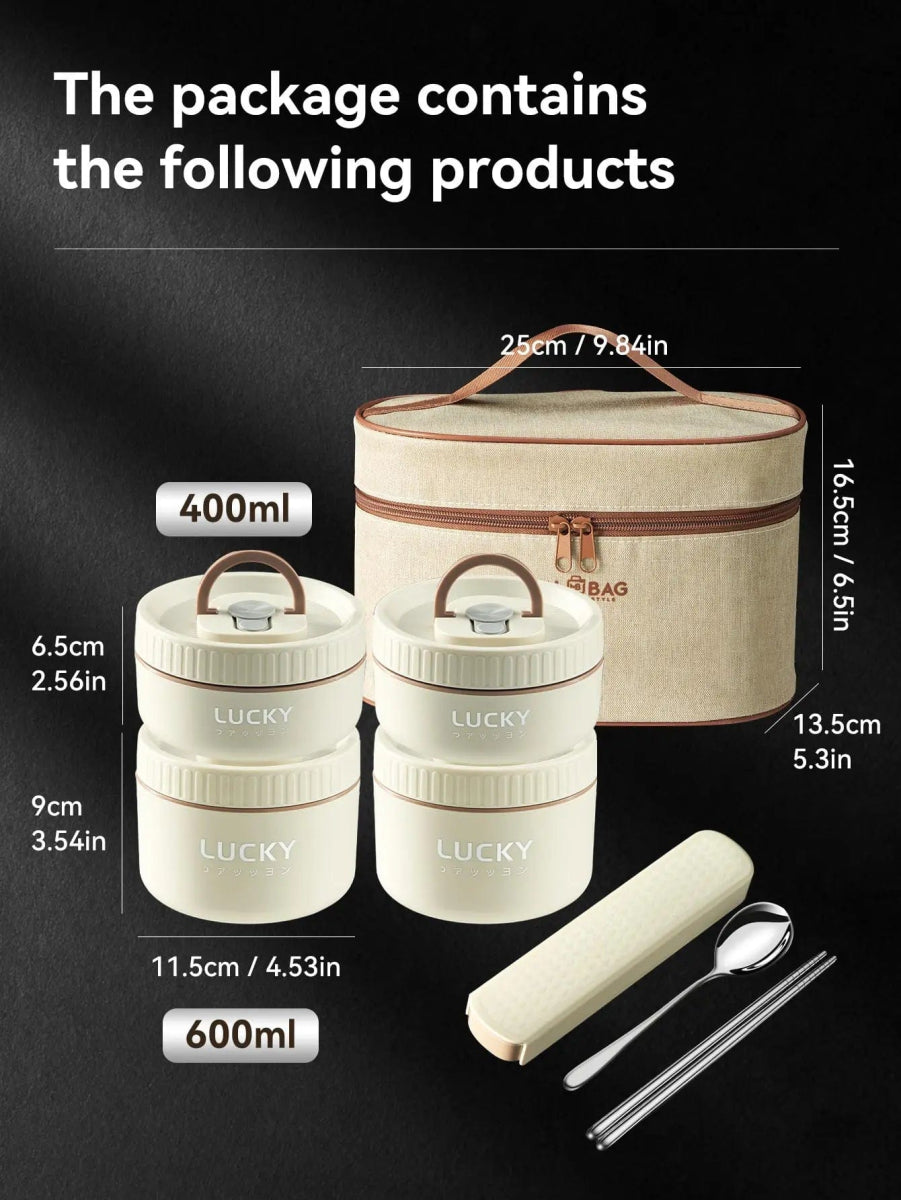 WORTHBUY Insulated Bento Lunch Box With Tableware Microwave Safe Portable 304 Stainless Steel Food Storage Container Stackable - SHOWLU FASHION STORE