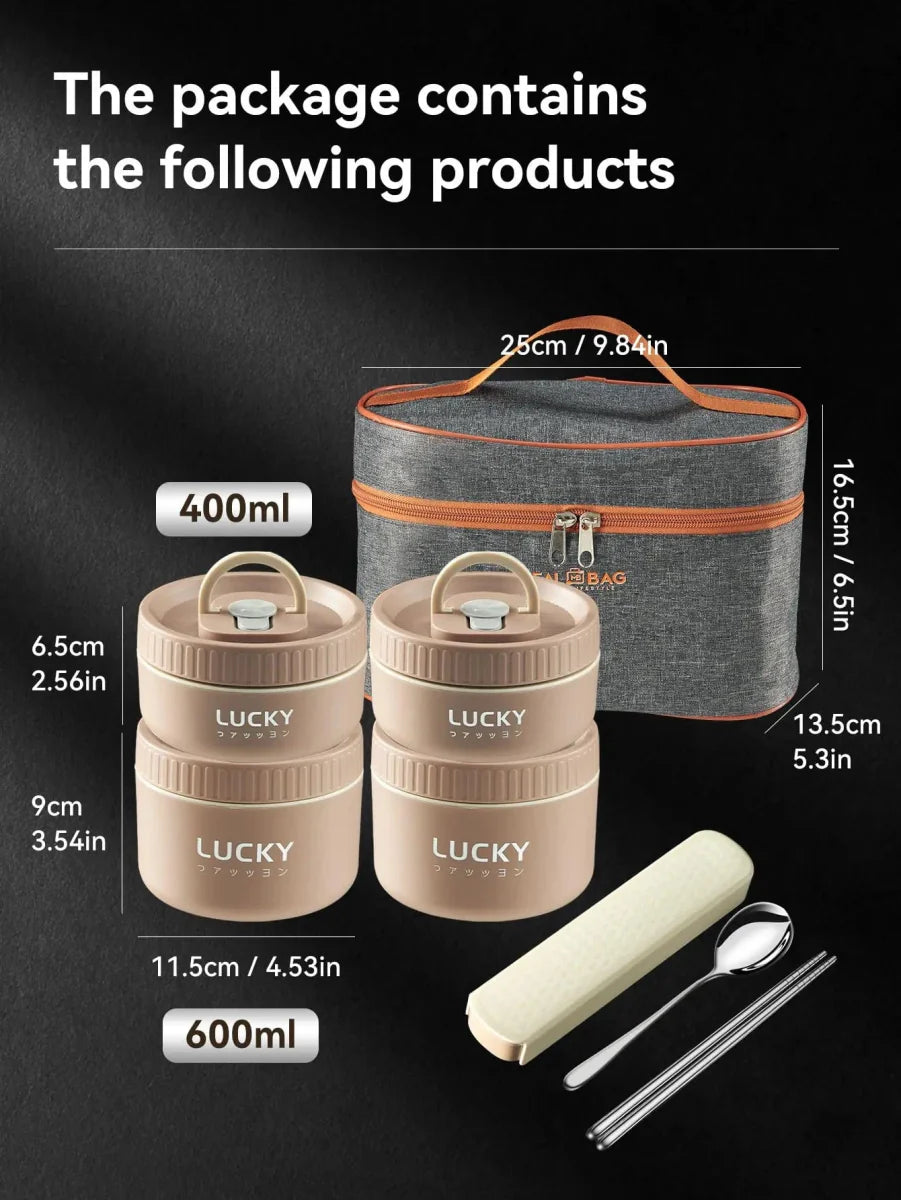WORTHBUY Insulated Bento Lunch Box by Showlu Fashion Store, stainless steel food container with tableware, microwave-safe, portable and stackable