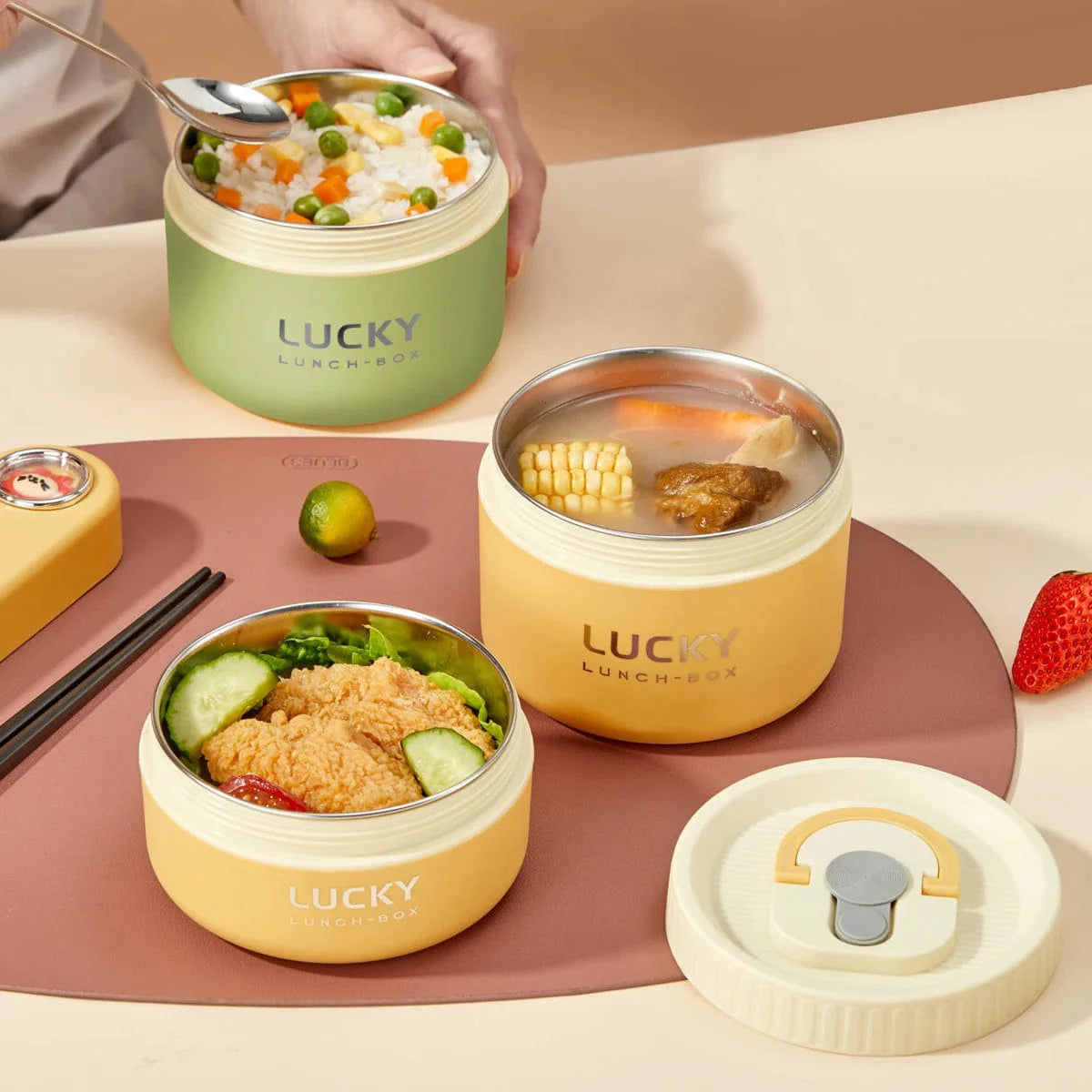 Worthbuy 304 stainless steel thermal lunch box, stackable bento box for kids, insulated food container with a sealed design