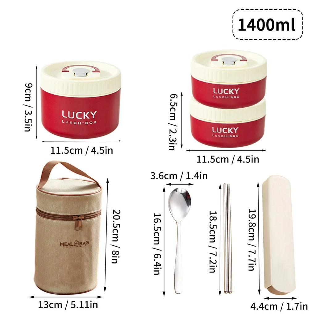 Stainless steel WORTHBUY thermal lunch box by Showlu Fashion Store, stackable bento box with insulated food container for kids.
