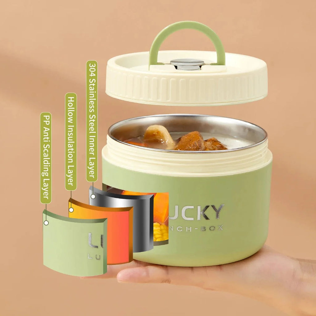 WORTHBUY 304 stainless steel thermal lunch box for kids, stackable bento box with insulated design and sealed lid for fresh food.