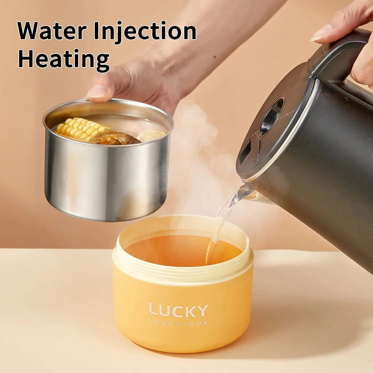 Stainless steel WORTHBUY thermal lunch box by Showlu Fashion Store, stackable bento box with insulated, microwave-safe food containers for kids.