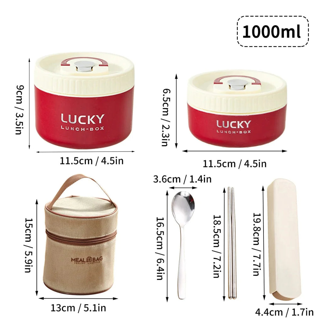 Stainless steel thermal lunch box by WorthBuy, stackable bento box with insulated design for kids, microwave-safe and portable.