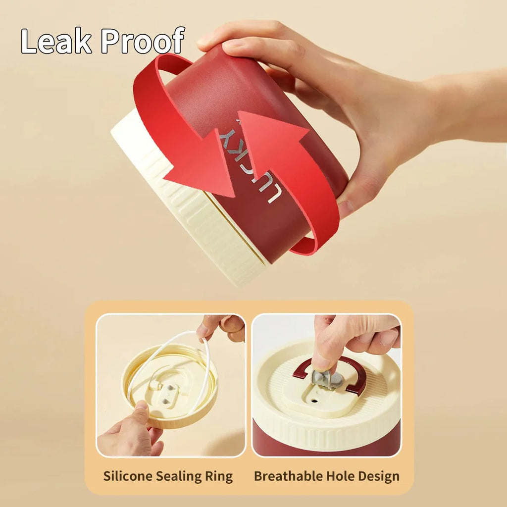 WORTHBUY 304 stainless steel insulated bento box showing leak-proof design and compact portable lunch container with thermal food storage