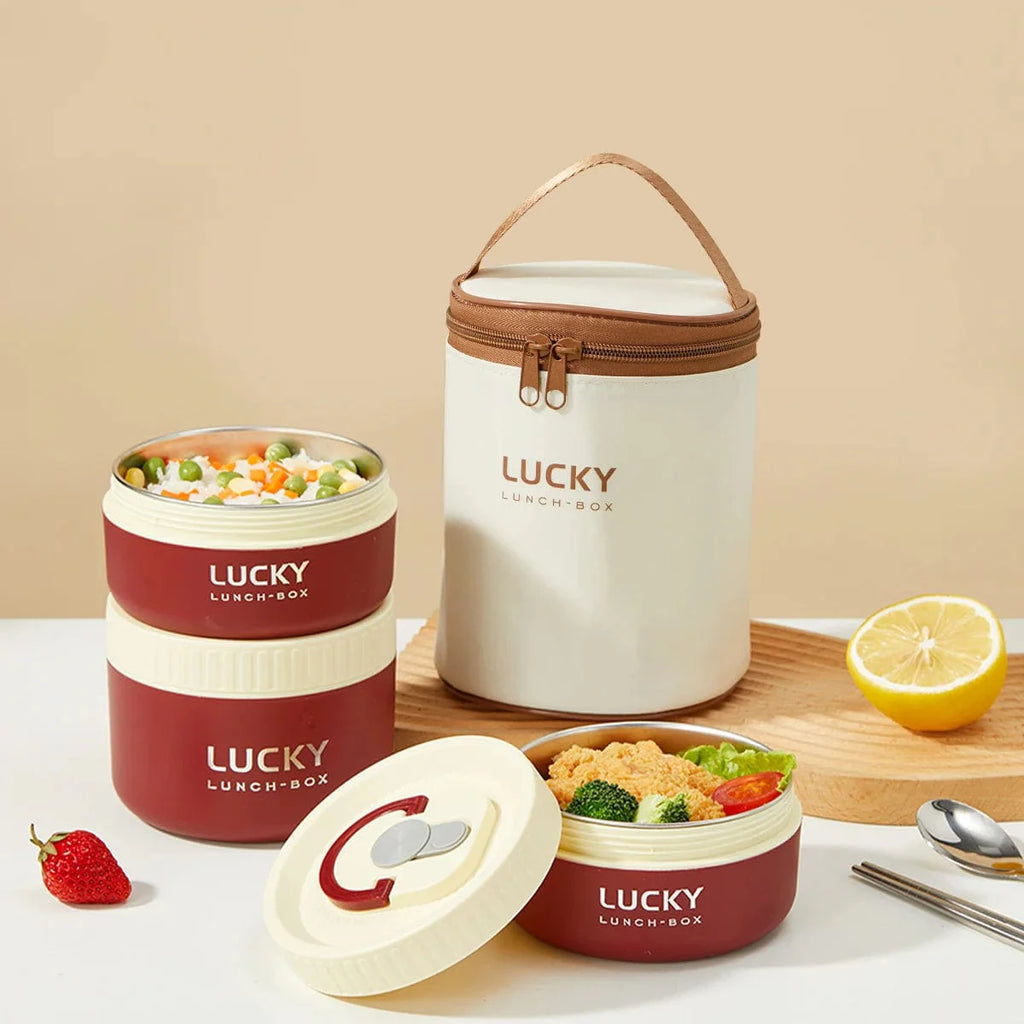 WORTHBUY 304 stainless steel insulated Bento Box with leak-proof lid, portable thermal lunch container for soup and meals