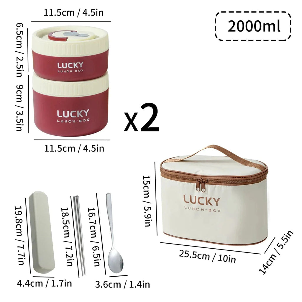 WORTHBUY 304 stainless steel insulated bento box with leak-proof design, portable thermal food container, microwave-safe soup jar