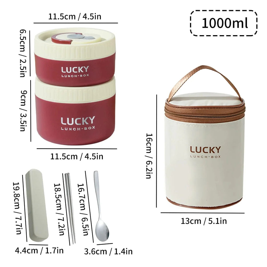 WORTHBUY 304 stainless steel insulated bento box with leak-proof lid, portable thermal lunch container for soup and food storage