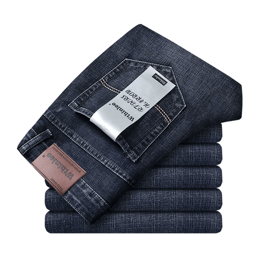 Wthinlee New Business Men's Jeans Casual Straight Stretch Fashion Classic Blue Black Work Denim Trousers Male Brand Clothing - SHOWLU FASHION STORE