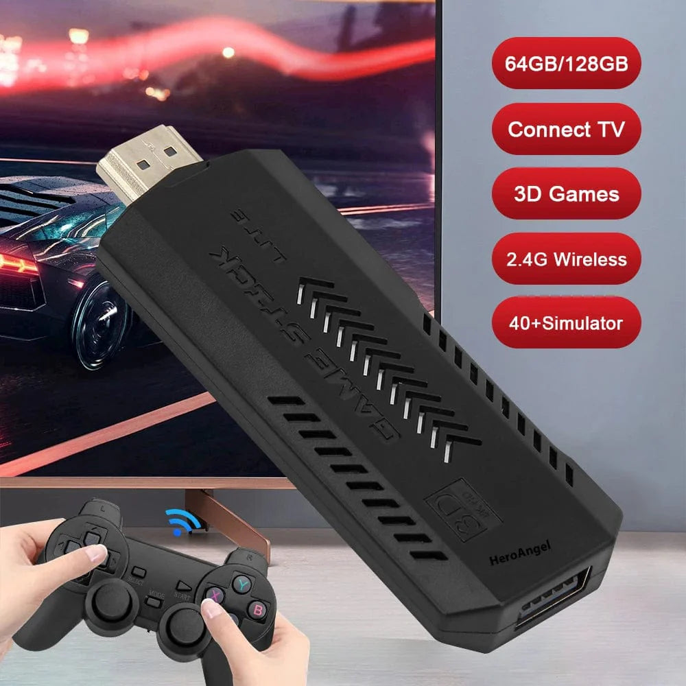 Showlu Fashion Store Pogopirate X2 Plus Retro Video Game Console with wireless controllers and 40,000+ games for PSP and PS1.