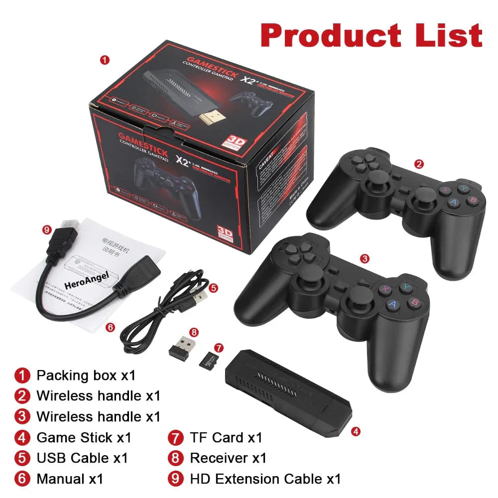 Showlu Fashion Store Pogopirate X2 Plus retro video game console with wireless controllers and 40,000+ games for PSP and PS1.
