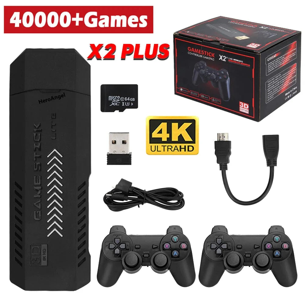 Pogopirate X2 Plus Retro Video Game Console by Showlu Fashion Store with wireless controllers, 4K HD, 40000+ games, 43 system emulators