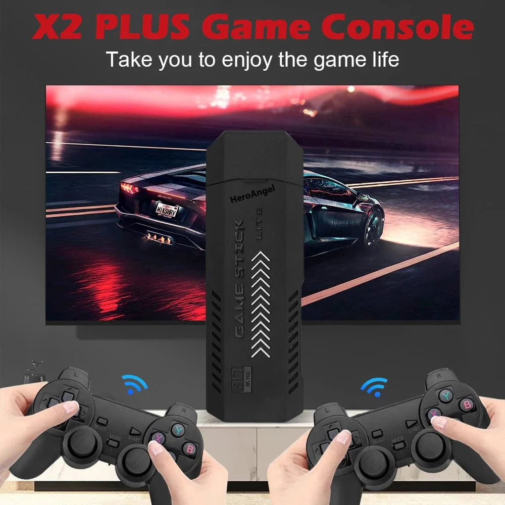 Pogopirate X2 Plus Retro Video Game Console with wireless controllers, 4K HD, 40000+ games, compatible with PSP and PS1.