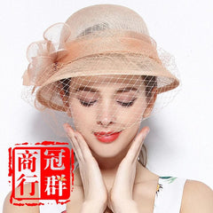 X4123 Retro British Veil Fascinators Linen Gauze Cap Women Mesh Hat Ladies Banquet Hat Sun Shade Summer Hat Women Millinery Cap - SHOWLU FASHION STORE