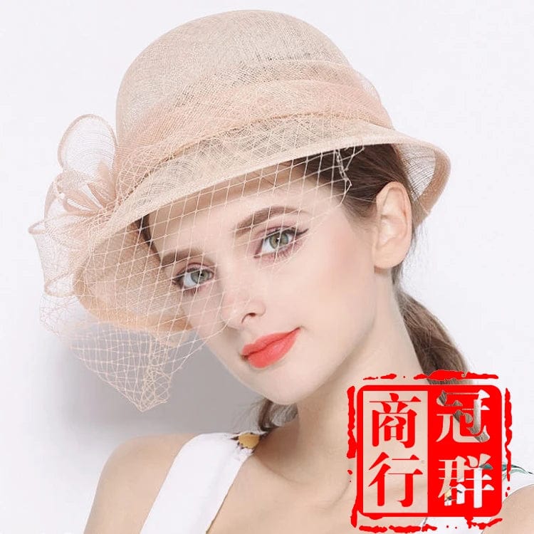 X4123 Retro British Veil Fascinators Linen Gauze Cap Women Mesh Hat Ladies Banquet Hat Sun Shade Summer Hat Women Millinery Cap - SHOWLU FASHION STORE