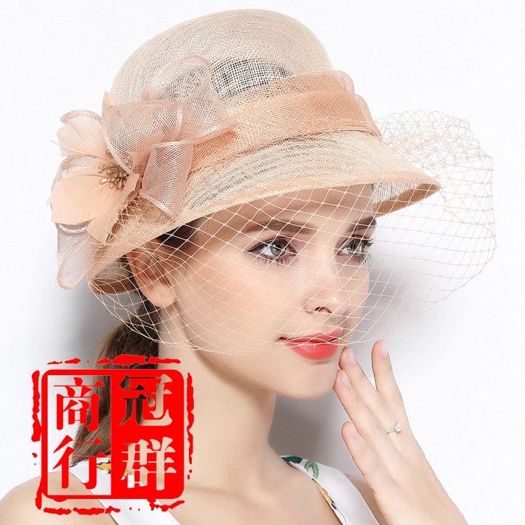 X4123 Retro British Veil Fascinators Linen Gauze Cap Women Mesh Hat Ladies Banquet Hat Sun Shade Summer Hat Women Millinery Cap - SHOWLU FASHION STORE