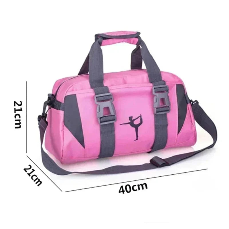 Showlu Fashion waterproof nylon yoga fitness duffel bag with shoulder strap, ideal for women's travel, gym, and sports gear.