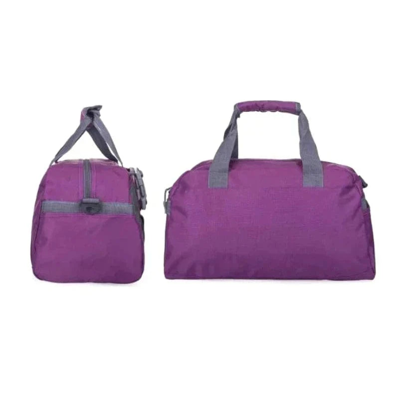 Showlu Fashion waterproof nylon yoga fitness duffel bag for women, with shoulder and crossbody straps, ideal for travel and gym use.