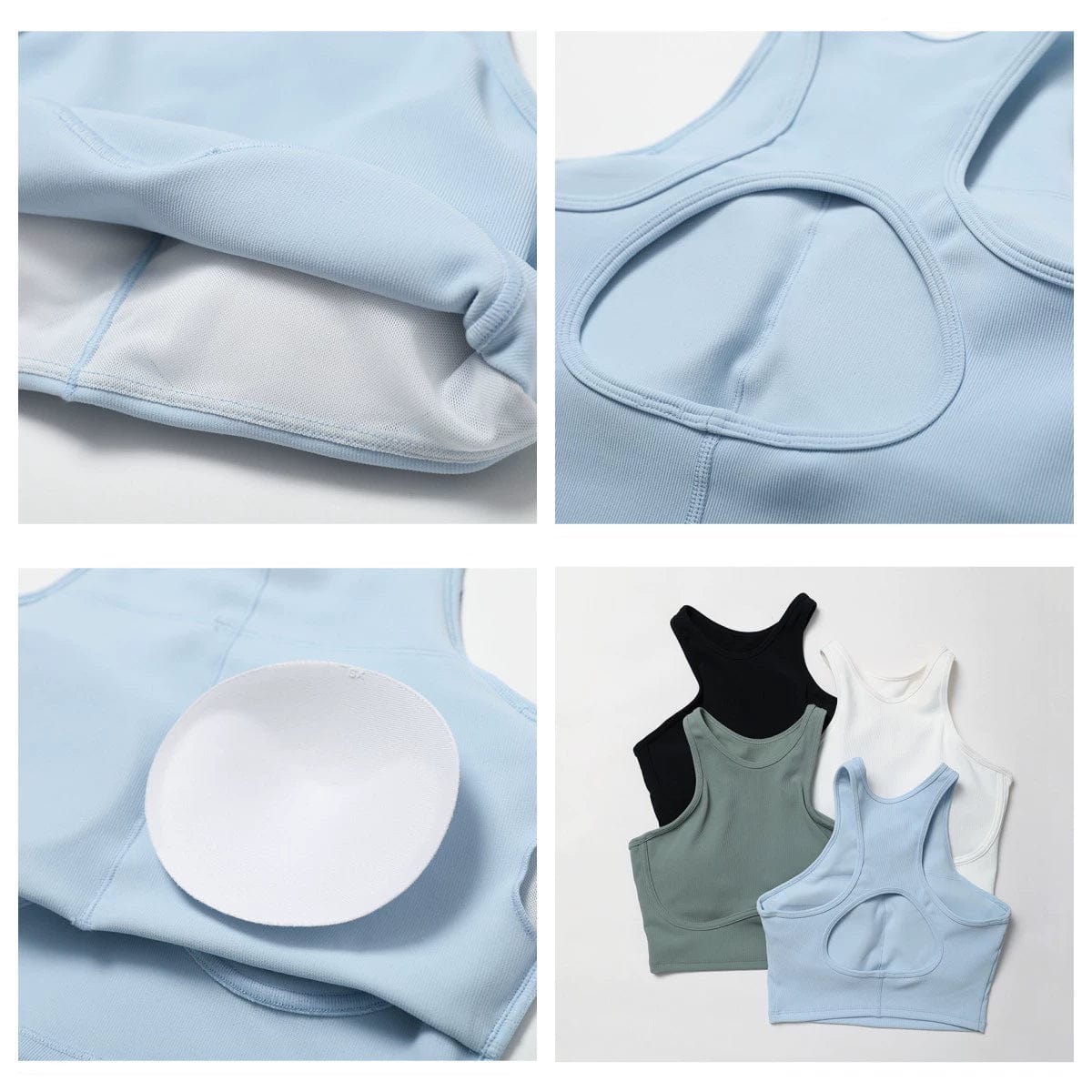 Showlu Fashion hollow-out nylon yoga sports vest with chest pad, tight-fitting athletic top for active wear.
