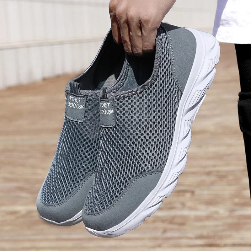 Y.R.Z.L men's mesh running shoes in black, lightweight and breathable slip-on sneakers designed for comfort and active wear.