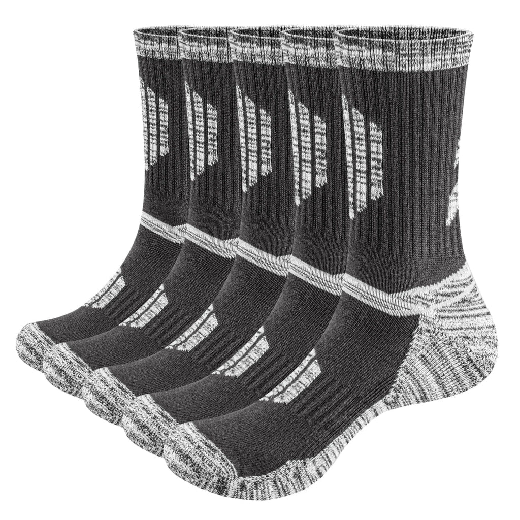 YUEDGE men's hiking socks with moisture-wicking cotton, cushioned support, and breathable crew design for outdoor comfort