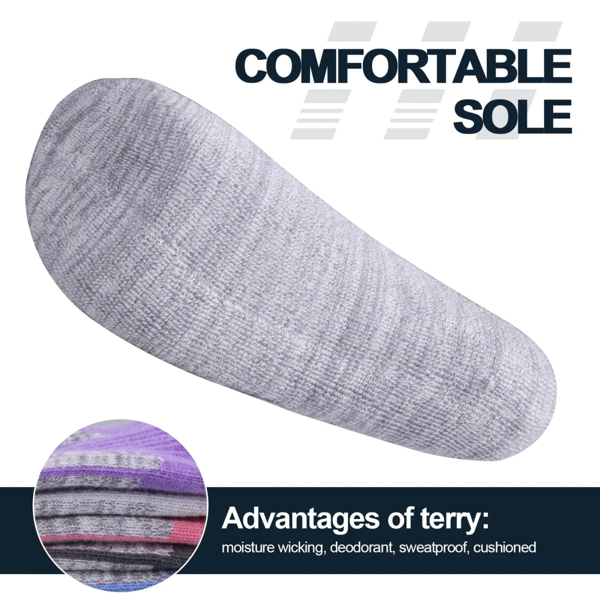 YUEDGE men's hiking socks with moisture-wicking cotton, cushioned arch support, and breathable crew design for outdoor walking comfort.