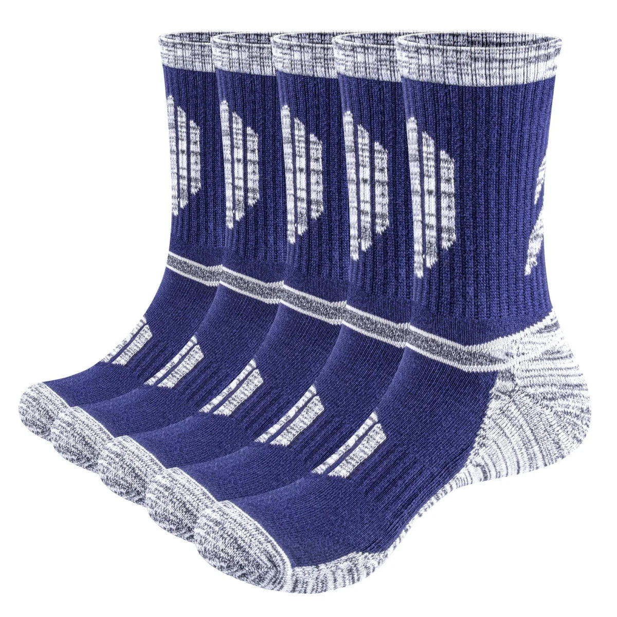 YUEDGE men's hiking socks with moisture-wicking cotton, cushioned sole, arch support, and breathable fabric for outdoor comfort.