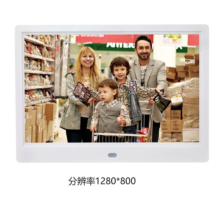 Yunzhixing 10-inch IPS digital photo frame displaying photos and videos, with a sleek electronic photo album design and HD screen.