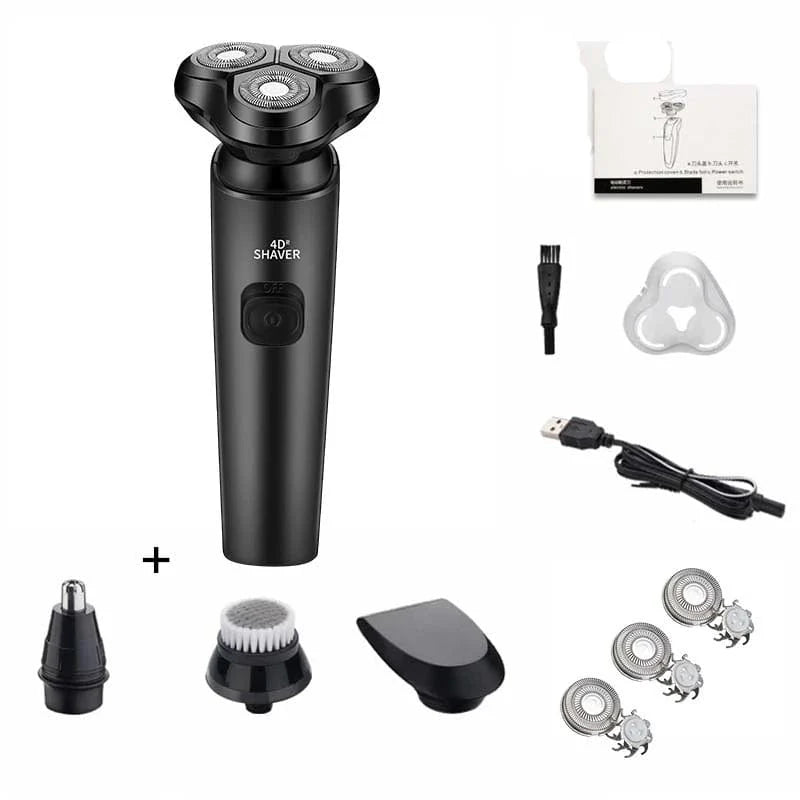 ZOZEN electric shaver for men, rechargeable rotary razor with wet and dry dual-use, featuring a sleek design and beard trimming capabilities.