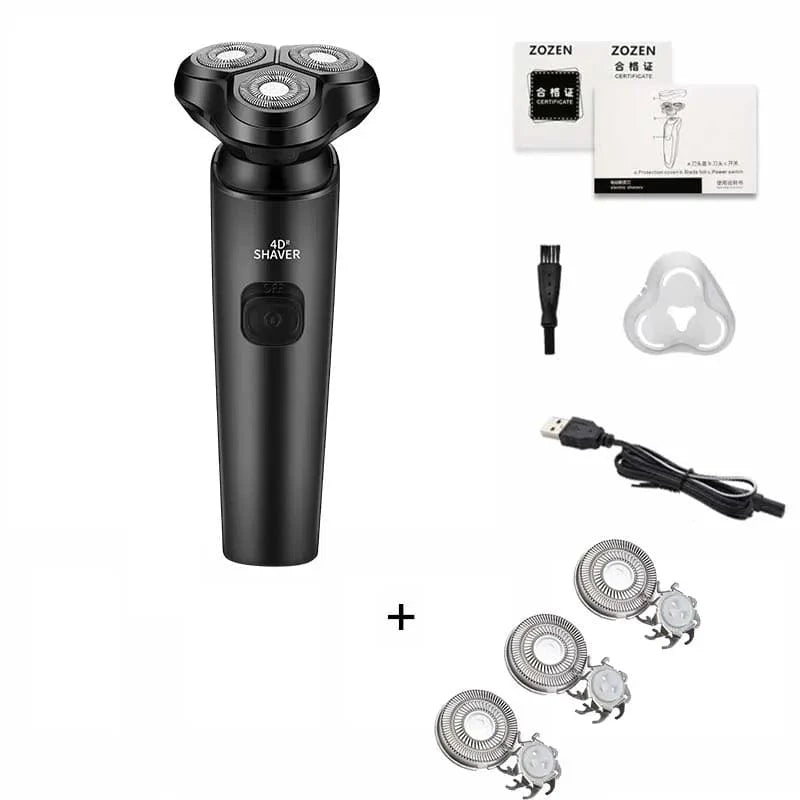ZOZEN electric shaver for men, rechargeable rotary razor with wet and dry dual-use, featuring a sleek design for beard trimming.