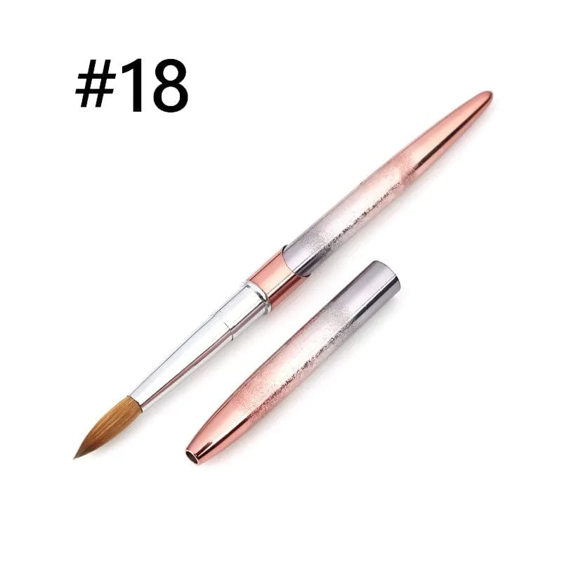 2022 Special Metal handle Professional 100% Kolinsky sable acrylic Nail Art Brush size 8 10 12 14 16 18 with Lid - SHOWLU FASHION STORE