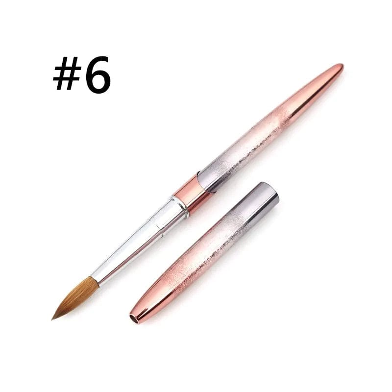 2022 Special Metal handle Professional 100% Kolinsky sable acrylic Nail Art Brush size 8 10 12 14 16 18 with Lid - SHOWLU FASHION STORE