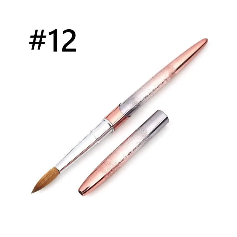 2022 Special Metal handle Professional 100% Kolinsky sable acrylic Nail Art Brush size 8 10 12 14 16 18 with Lid - SHOWLU FASHION STORE