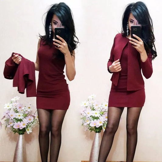 Showlu Fashion Store 50010850 Solid Color Professional Suit Dress 2022 Solid Color Business Suit Dress