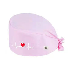 Showlu Fashion Store Free / Pink Solid Color Satin Embroidered Hat For Long Short Hair Vets Nurse Doctor Surgical Scrub Caps