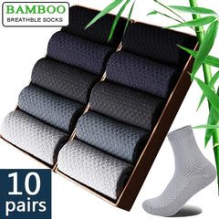 Anel Demosthene General Store 0 10 Pairs/Lot Men&#39;s Bamboo Fiber Socks 2022 New Compression Autumn Long Black Business Casual Man Dress Sock Gift Plus Size 42-45