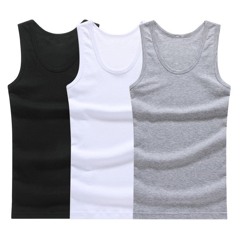 Anel Demosthene General Store 0 Hot Sale 3pcs / 100% Cotton Mens Sleeveless Tank Top Solid Muscle Vest Undershirts O-neck Gymclothing Tees Whorl Tops