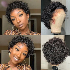 Aosun Cheap Brazilian Human Hair Pixie Curls Wig, Pixie Cut Curly Frontal Short Wig, Short Curly Pixie Wig - SHOWLU FASHION STORE