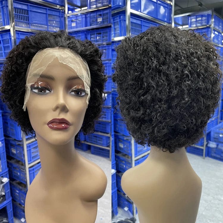 Aosun Cheap Brazilian Human Hair Pixie Curls Wig, Pixie Cut Curly Frontal Short Wig, Short Curly Pixie Wig - SHOWLU FASHION STORE