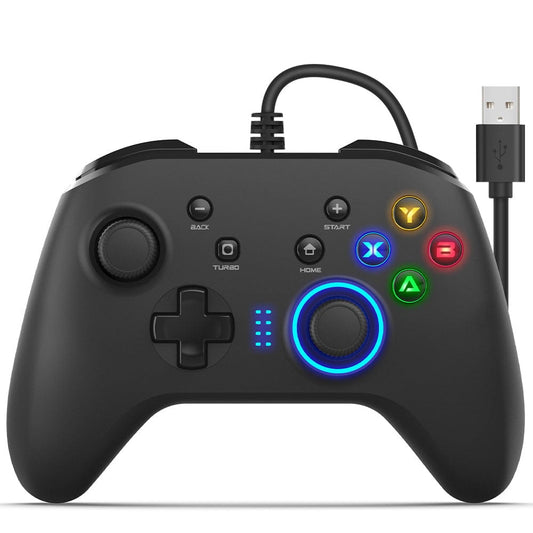 Doba Black Wired Gaming Controller;  Joystick Gamepad with Dual-Vibration PC Game Controller Compatible with PS3;  Switch;  Windows 10/8/7 PC;  Laptop;  TV Box;  Android Mobile Phones;  6.5 ft USB Cable