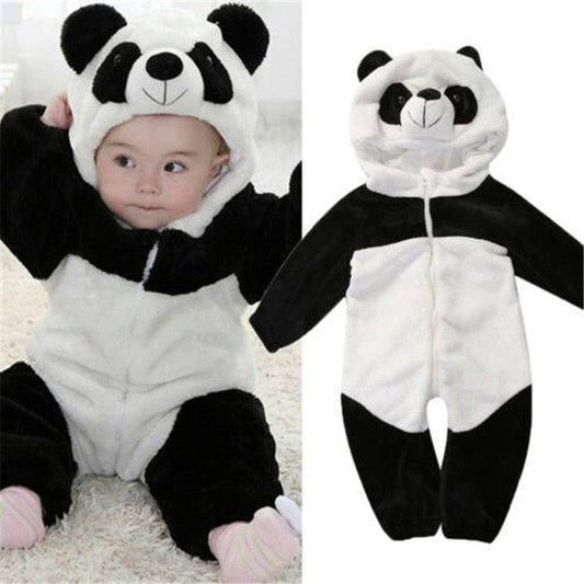 Showlu Fashion Store 0 18M 0-36months Newborn Baby Clothes Keep Warm Winter Jumpsuits Overall Panda Animal Hooded Rompers Baby Boy Romper Baby Girl Pajamas