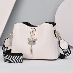 Showlu Fashion Store 0 2023 Women White Handbag New Designer Butterfly Tassel PU Leather Messenger Bags Ladies Crossbody Female Tote Shoulder Bag