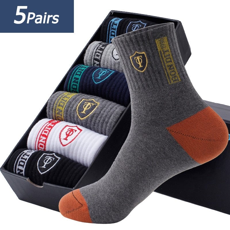 Showlu Fashion Store 0 5 Pairs Apring And Fall Mens Sports Socks Summer Leisure Sweat Absorbent Comfortable Thin Breathable Basketball Meias EU 38-43