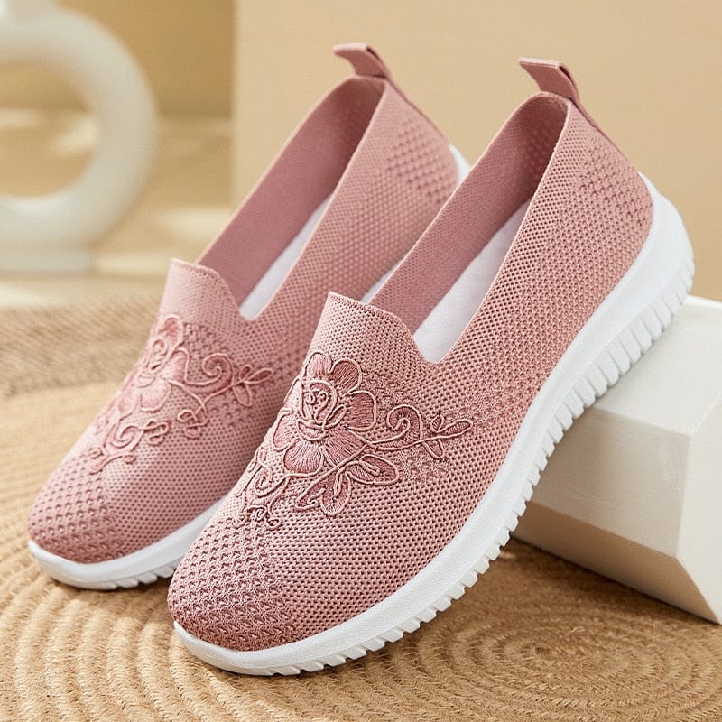 Showlu Fashion Store 0 Cheap Mom Summer Mesh Knitting Sneakers Women Breathable Mary Janes Shoes Non-slip Ladies Casual Nurse Office Shoes Ballet Flats