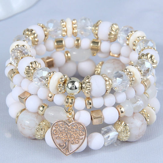 Showlu Fashion Store 0 DIEZI Bohemian White Crystal Beads Strand Bracelets For Women Girls Ethnic Tree Of Life Charm Wrap Bracelet Pulseira Feminina