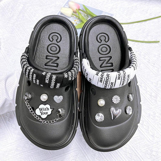 Showlu Fashion Store 0 Fashion Charms Sandals 2023 New Clog Shoes Outdoor Women Slippers Thick Sole High Quality Summer Sandals For Girls