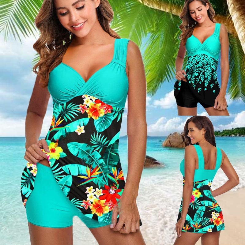 Showlu Fashion Store 0 Floral Plus Size Swimdress Set