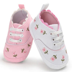 Showlu Fashion Store 0 lioraitiin Summer Baby Infant Girl Soft Sole Crib Toddler Canvas Cute Flower Sneaker Shoes